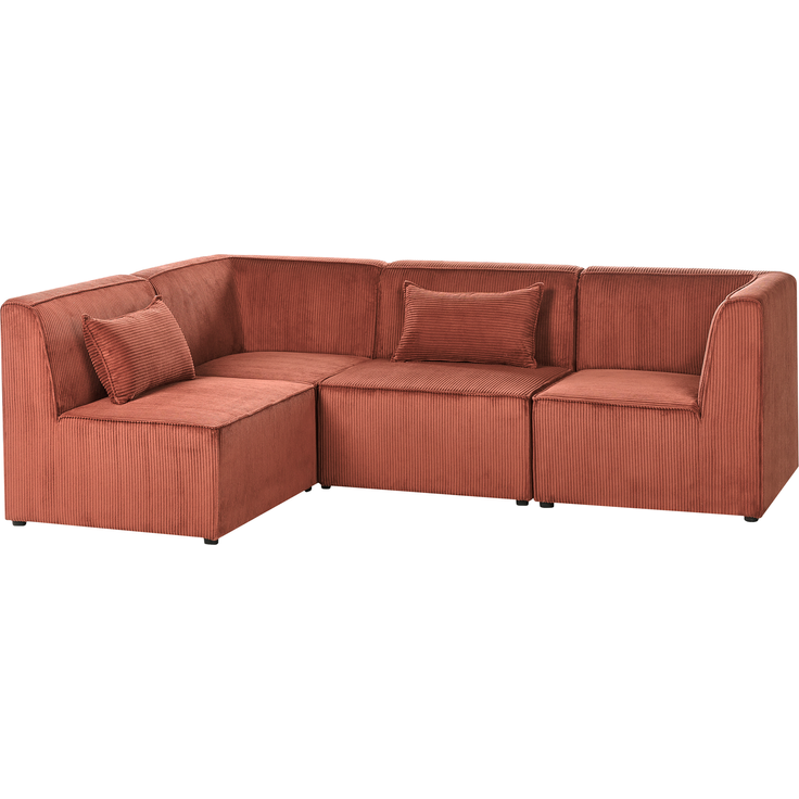 Modul Ecksofa 4-Sitzer LEMVIG Cord Dunkelrot linksseitig – Bild 5