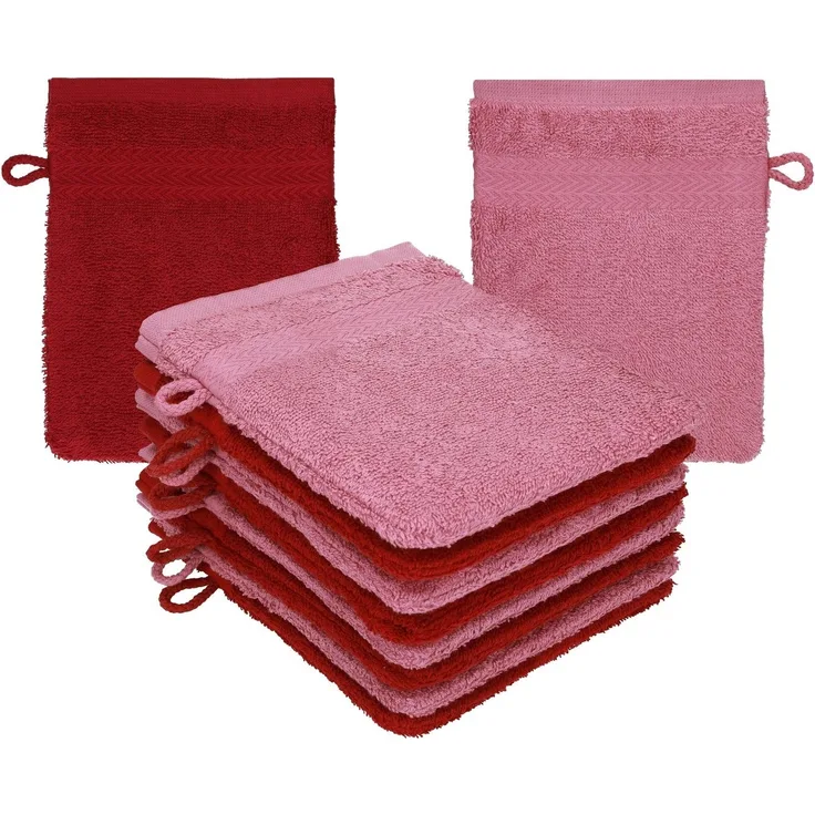 Betz Waschhandschuh 10 Stück Waschhandschuhe Premium 16x21 cm Farbe rubinrot - Beere