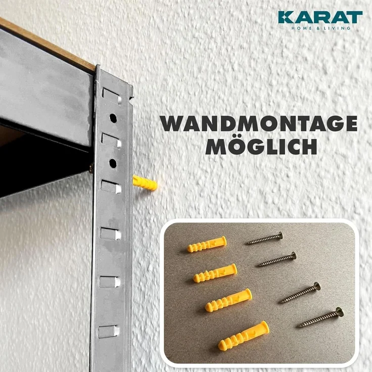 KARAT Schwerlastregal, 2er Set - Steckregal, Kellerregal, Lagerregal - 5 verstellbare Böden (Verzinkt, 50 x 100 x 200 cm) – Bild 7