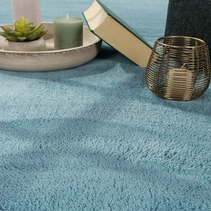 TaraCarpet Teppich Supersoft Kurzflorteppich Fiona Uni, rechteckig, Höhe: 14 mm, Wohnzimmer, Schlafzimmer, Esszimmer, Fiona hellblau 50x80 – Bild 2