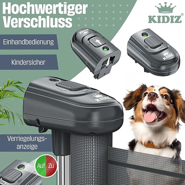 KIDIZ® Treppen- und Türschutzgitter, kindersicher für Babys & Haustiere, inkl. Bodenanker & Montagezubehör, Anthrazit, ausziehbar bis 140/180cm – Bild 3