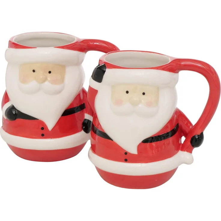 2x Kaffeebecher Nicko 400ml rot Weihnachtsmann-Tasse Glühwein Kakao Pott X-Mas