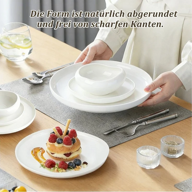 HOMELUX Geschirr-Set 24-tlg Teller Set Tafelservice Kombiservice Geschirrset Modernes, Weiß (24-tlg), 6 Personen, Keramik, Hochwertiges Geschirr set, spülmaschinen- & mikrowellengeeignet – Bild 4