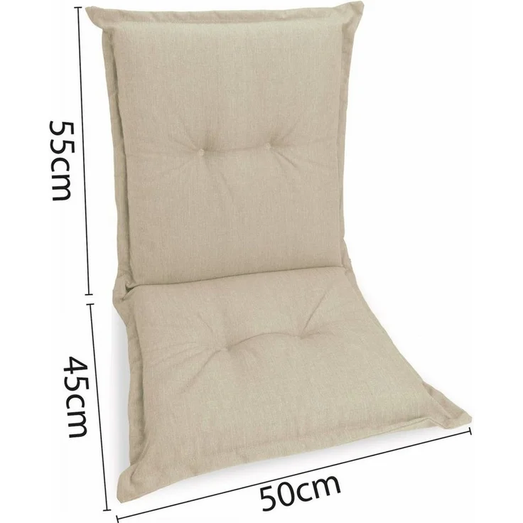 sunnypillow Stuhlkissen 2 Stück Gartenstuhlauflagen Niedriglehner 100 x 50 x 9 cm, UV-Lichtecht Stuhlauflage Stuhlkissen, Cremefarben – Bild 2