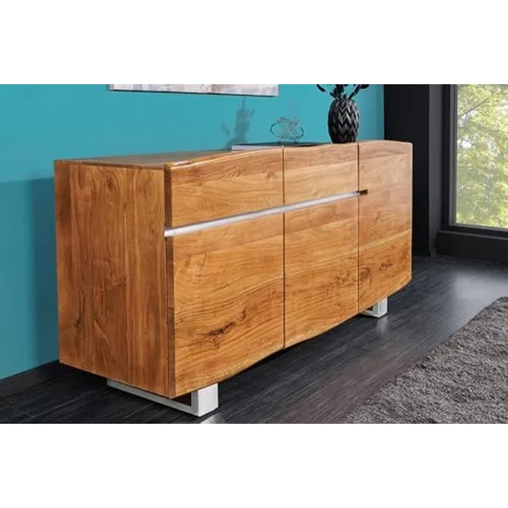 riess-ambiente Sideboard MAMMUT 135cm honigfarben (Einzelartikel, 1 St), Massivholz · Anrichte · Baumkante · Edelstahl · Kufen · Wohnzimmer – Bild 2