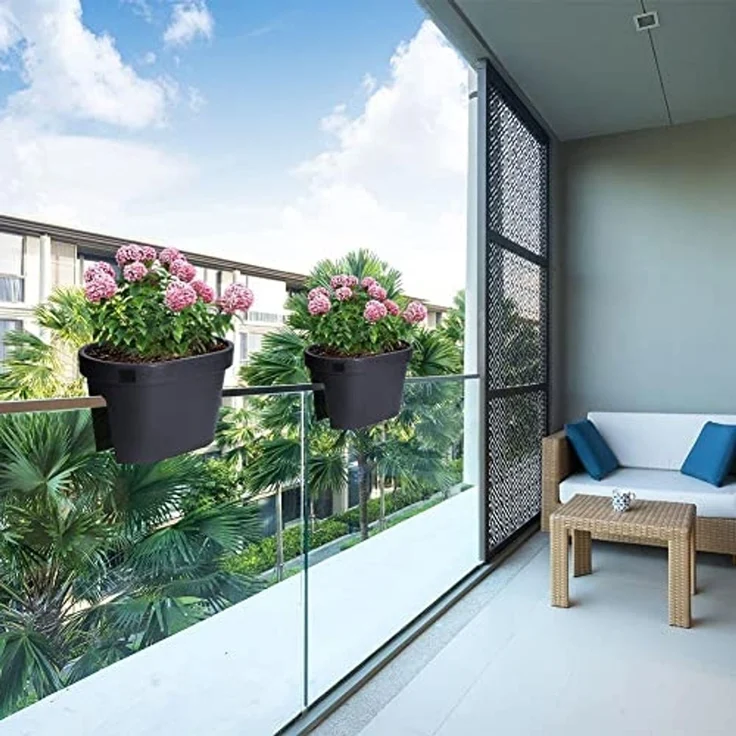 Hängender Blumentopf/Planter Balkon am Geländer - schwarz – Bild 4