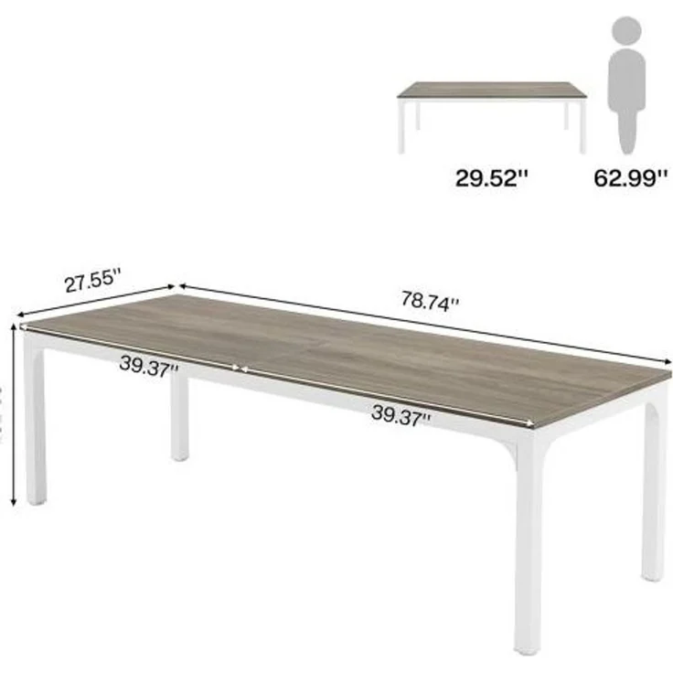 Schreibtisch für 2 Personen mit Metallgestell, 200x70x75 cm, Taupe/Weiß – Bild 5