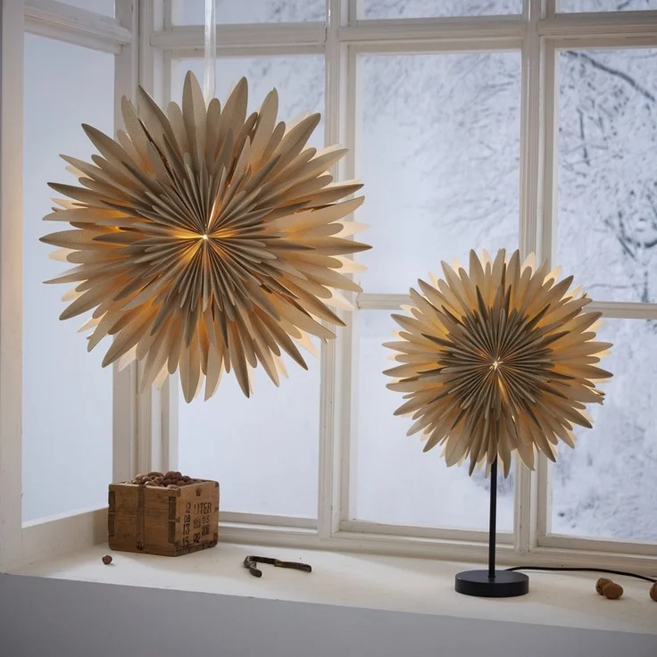 Papierstern Winter beige/gold 3-lagig Ø 60cm – Bild 3