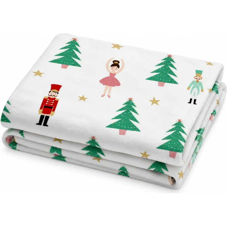 Weihnachtliche Flanelldecke mit Digitaldruck Mehrfarbig, 264x228 cm