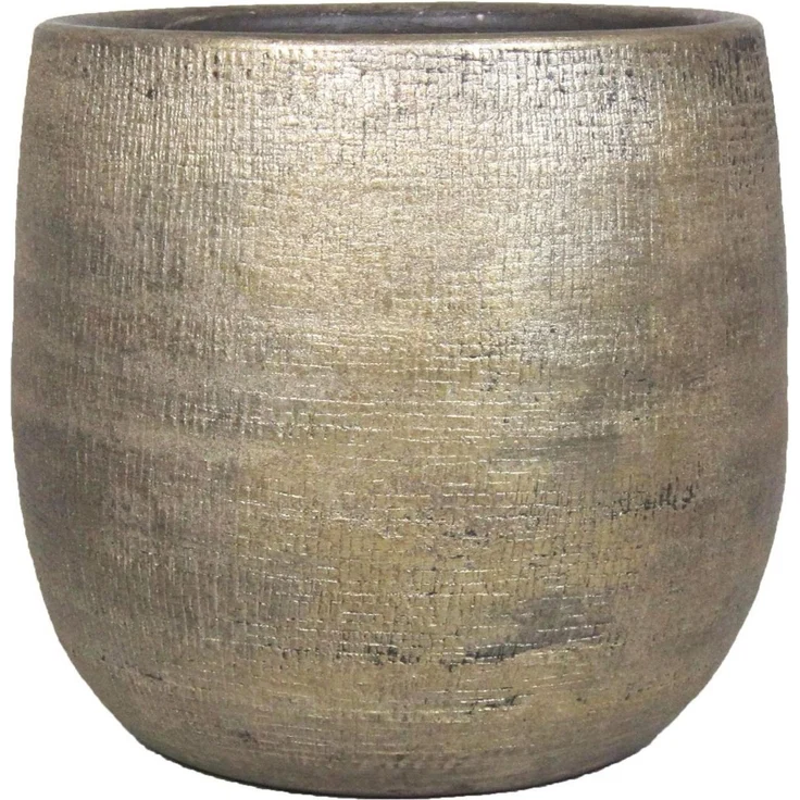 INNA-Glas Blumentopf Keramiktopf mit Maserung, Gold, 16 cm, Ø 17,5 cm – Bild 2