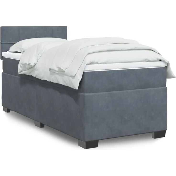 vidaXL Boxspringbett mit Matratze Dunkelgrau 90x190 cm Samt 3286199 – Bild 1