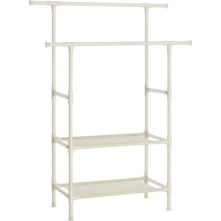 Songmics Kleiderständer 2 Kleiderstangen 2 Ablagen bis 70 kg belastbar RDR02WT