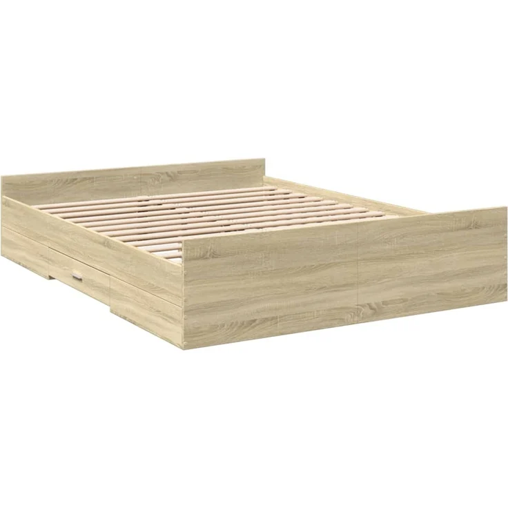 vidaXL Bettgestell mit Schubladen Sonoma-Eiche 150x200cm Holzwerkstoff 3280288 – Bild 6