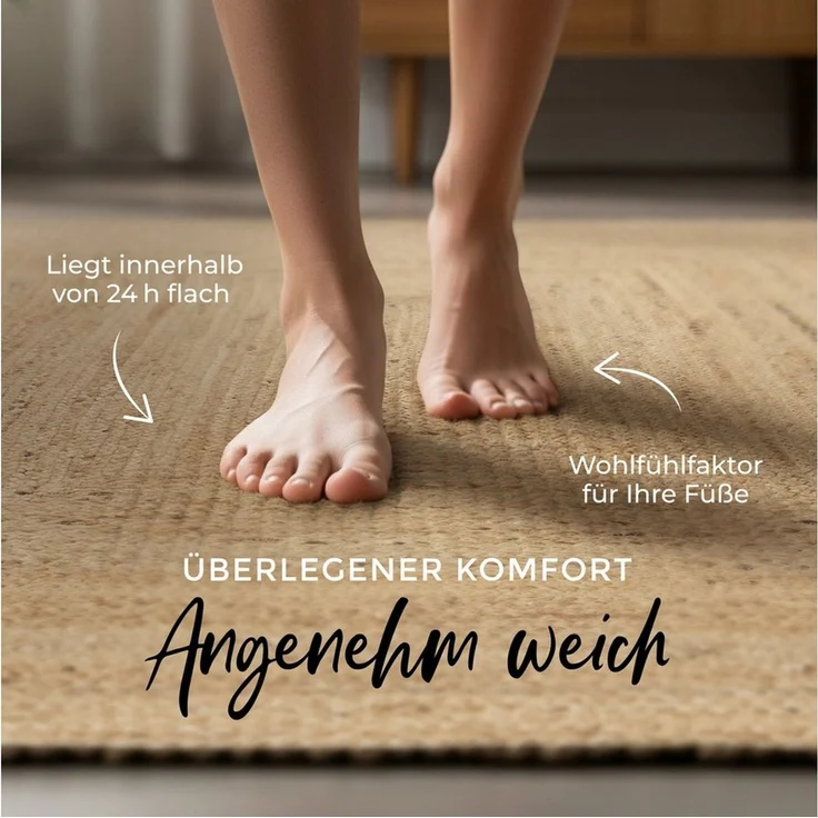 carpetfine Teppich Nele Juteteppich Naturfaser, rechteckig, Höhe: 6 mm, geflochtener Wendeteppich aus 100% Jute, quadratisch und als Läufer – Bild 4