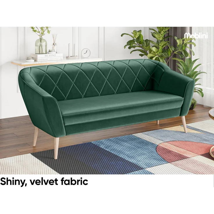 MEBLINI Sofa-Set GISELA 3+2 - Grün Samt - für Wohnzimmer - Mini Lounge für fünf Personen - Küchensofa - Sofa Klein - Sitzgarnitur - Polstergarnitur - Sofagarnituren – Bild 4