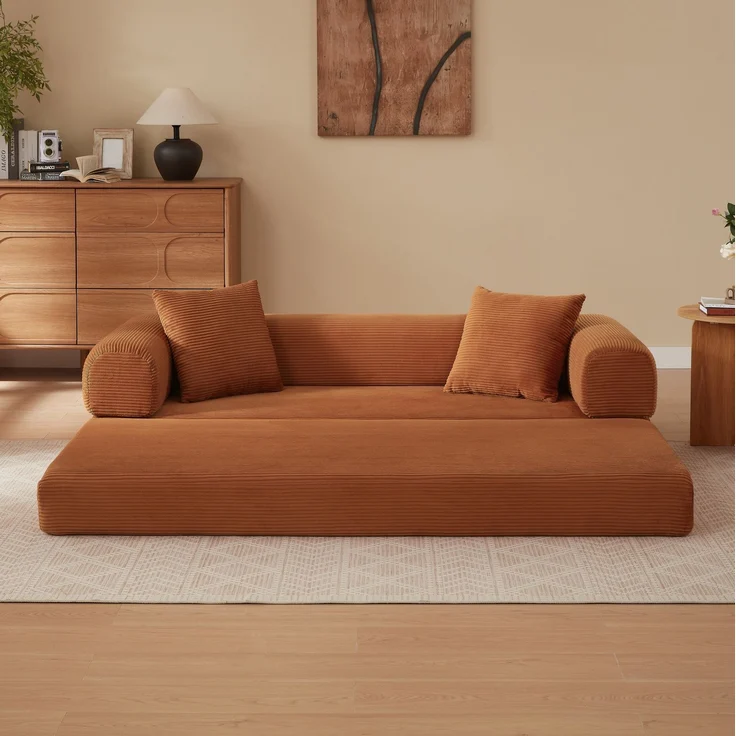 DESVIAE Schlafsofa klappbar 41x41x99 cm aus Schaumstoff, Terrakotta – Bild 5