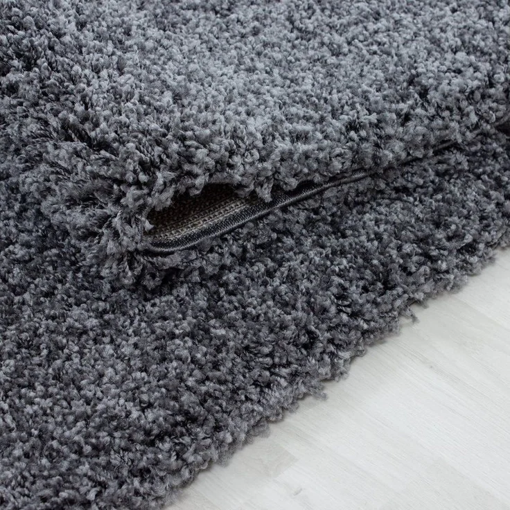 Teppium Teppich Unicolor - Einfarbig, Rund, Höhe: 30 mm, Einfarbig Shaggy Teppich Wohnzimmer Langflor versch. farben und größen – Bild 3
