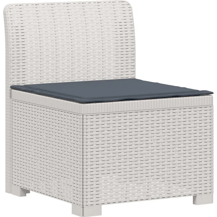 vidaXL 6-Sitzer Garten Sofa mit Kissen Rattan Look PP Weiß 3444117 – Bild 4