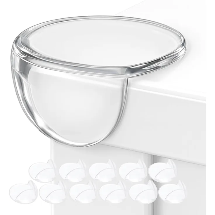 Ecken und Kantenschutz, 12 Pack, vor-geklebt, rundes Design, für Tischecken und Möbelecken, Spezial Kleber, Baby Eckenschutz, Tischeckenschutz Kinder