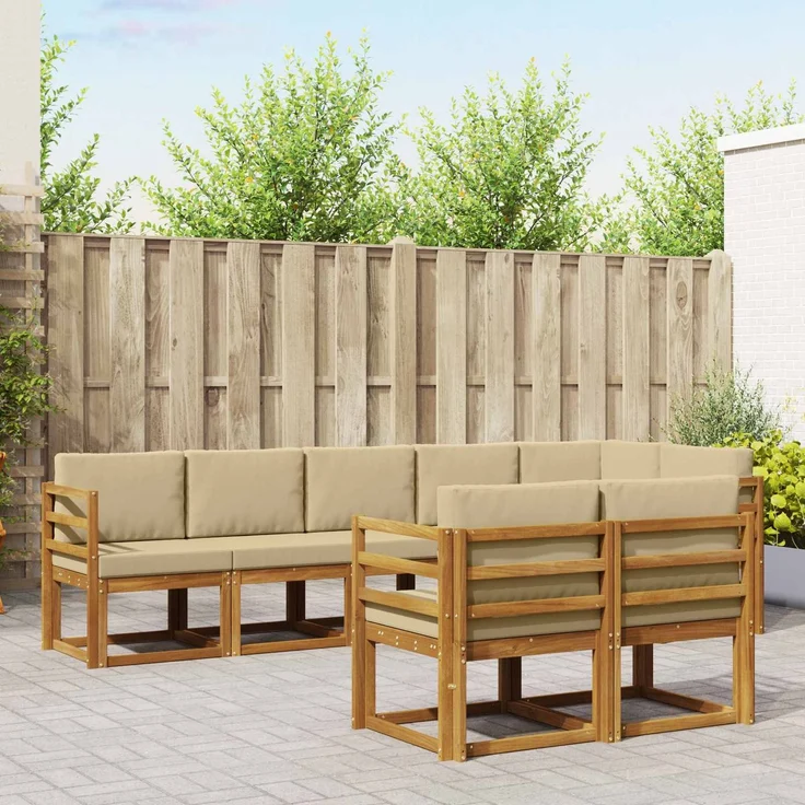 vidaXL Outdoor-Sofagarnitur 8 stk. 8-Sitzer Natur und Beige 3366556 – Bild 1