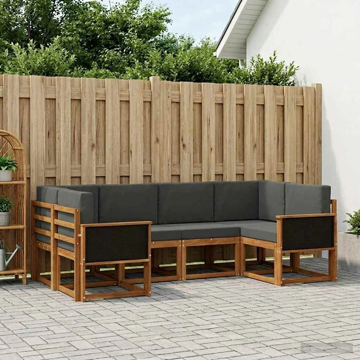 vidaXL Outdoor-Sofagarnitur 6 stk. 6-Sitzer Natur und Anthrazit 3385483 – Bild 1