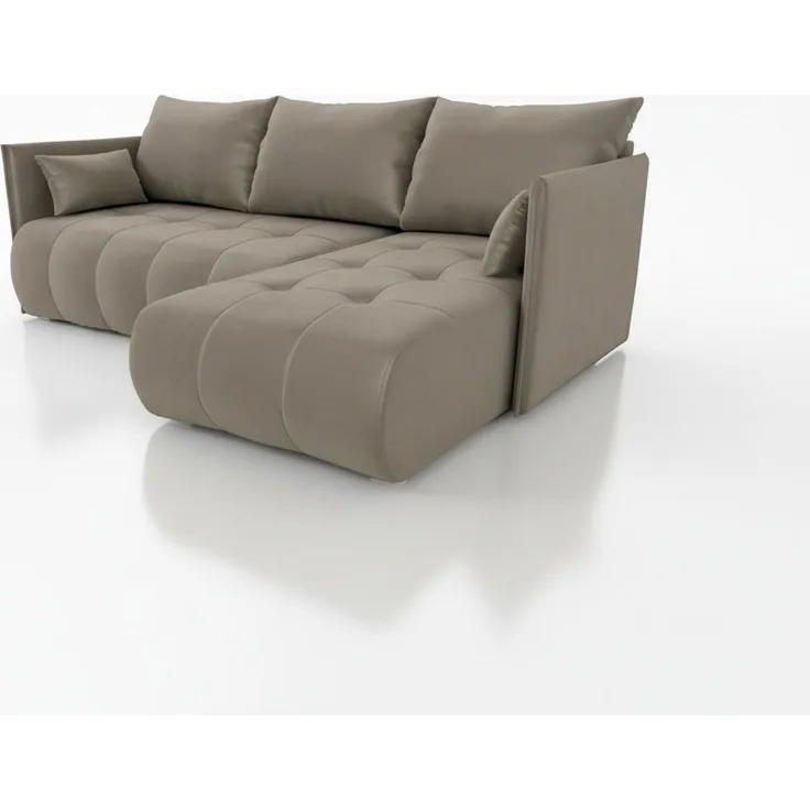 Wohnero24 NESSA Ecksofa mit Schlaffunktion 206x140 cm & Bettkasten – L-Form Couch Beige 218x152 cm