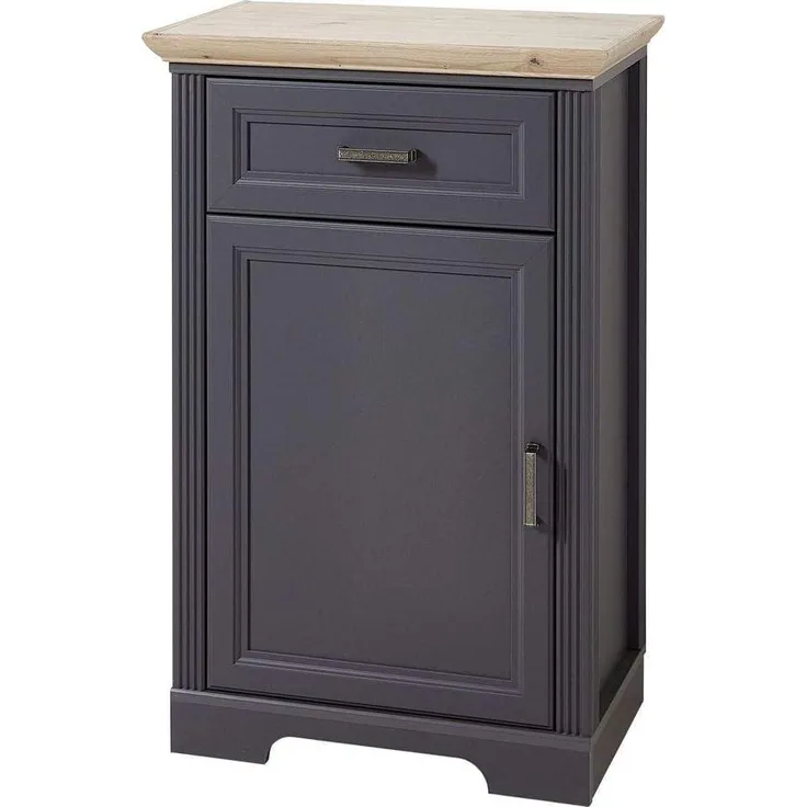 Landhaus Schuhschrank JÜLICH-36 in graphit mit Artisan Eiche, B/H/T: 65/102/41 cm