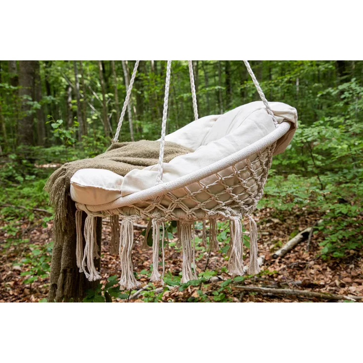 Gardenson Hängesessel, Weiß, 80x90x60 cm, Gartenmöbel für drinnen und draußen