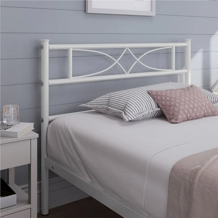 Yaheetech Metallbett Bettgestell, Bettrahmen mit Kopfteil Gästebett mit Lattenrost für Schlafzimmer, Metall Weiß, 90 x 200 cm – Bild 3