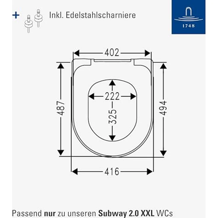Villeroy & Boch Subway 2.0 WC-Sitz - Toilettendeckel mit Absenkautomatik - Abnehmbarer, bruchsicherer Toilettensitz aus Duroplast - Original Ersatzteil - Klodeckel in D-Form - Weiß Alpin, glänzend – Bild 8