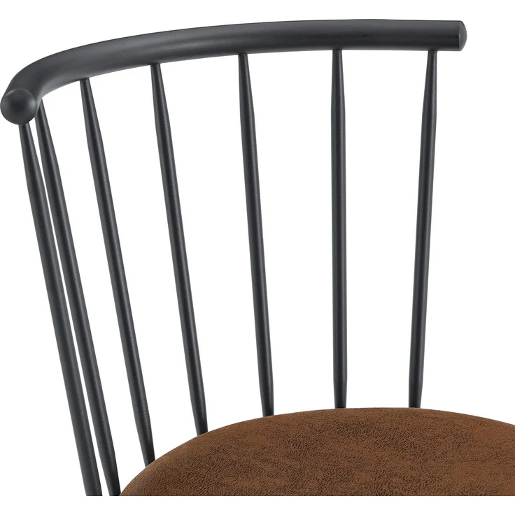 Moderner Metall-Barhocker im Windsor-Stil mit gepolstertem Sitz für Kücheninseln, Bars, Restaurants; Barhocker im Industrial-Stil in Barhöhe; Vintage- und Minimalismus-Stil--Braun--96x39x39cm--YOUDENOVA – Bild 4