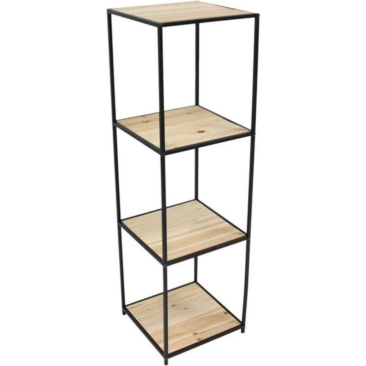 Dekoleidenschaft Standregal "Modern Living" Regal aus Holz & Metall, schwarz, 116 cm hoch, 4 Böden, Wohnzimmerregal, Bücherregal, Küchenregal, Badregal – Bild 4