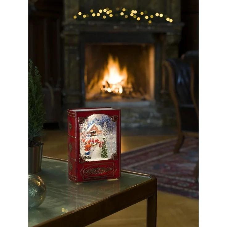 Konstsmide LED Wasserlaterne, rot, Buch, Schneemann mit Kind, mit an/aus Schalter, 5h Timer, 1 warm weiße Diode, batteriebetrieben & USB, Innen, 0, 1W, Batterie: 3 x AA 1, 5V (exkl.) - 4273-550 – Bild 3