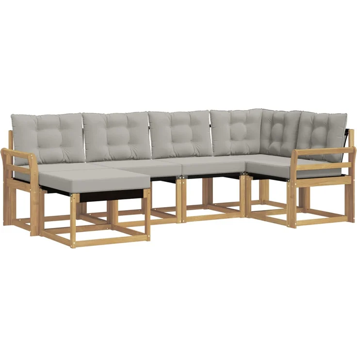 vidaXL Outdoor-Sofagarnitur 6 stk. 6-Sitzer Weiß und Hellgrau 3389645 – Bild 2