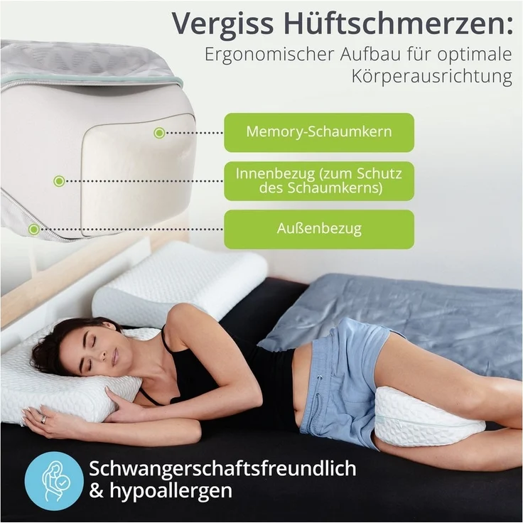 feela Kniekissen Ergonomisches Kissen für Seitenschläfer – entlastet Beine & Rücken, Fördert gesunden Schlaf & Haltung – ideal für Seitenschläfer & Pausen – Bild 2