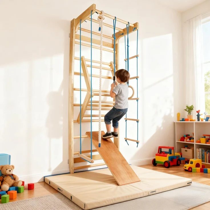 CCLIFE Kletter-Trainingsgerät Klettergerüst für kinder outdoor Sprossenwand Turngeräte Holz – Bild 1
