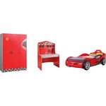Cilek Pitstop Kinderzimmer 3-teilig mit Autobett Single in Rot Komplettzimmer inkl. Matratze