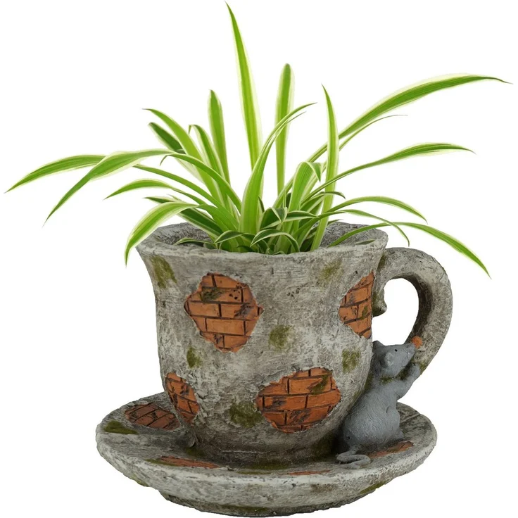 abc HOME Blumentopf Pflanzentopf Tasse, Ziegelsteinoptik, Für Außenbereich geeignet – Bild 3