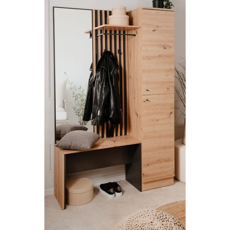 Kompaktgarderobe Madem in Artisan Eiche und Anthrazit 122 x 190 cm – Bild 2