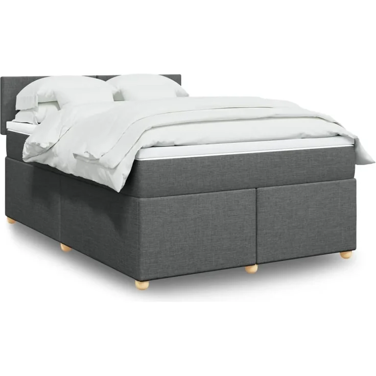 vidaXL Boxspringbett mit Matratze Dunkelgrau 160x200 cm Stoff 3289025 – Bild 1