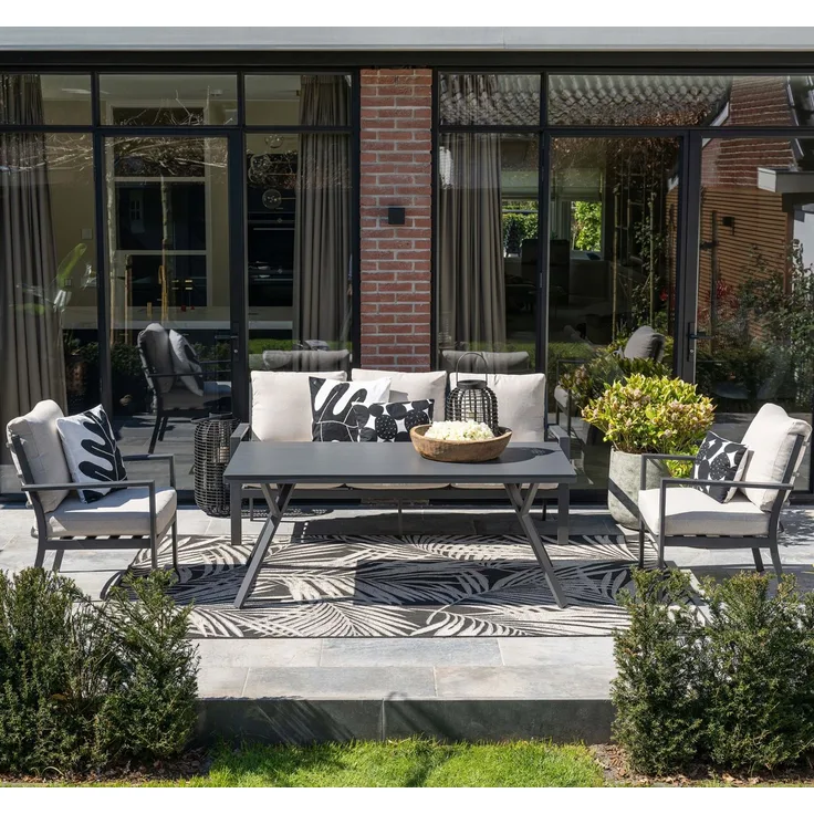 Garden Impressions Sergio Lounge-Dining Sofa Set 4-tlg.- Aluminium Gartenlounge & Dining-Tisch