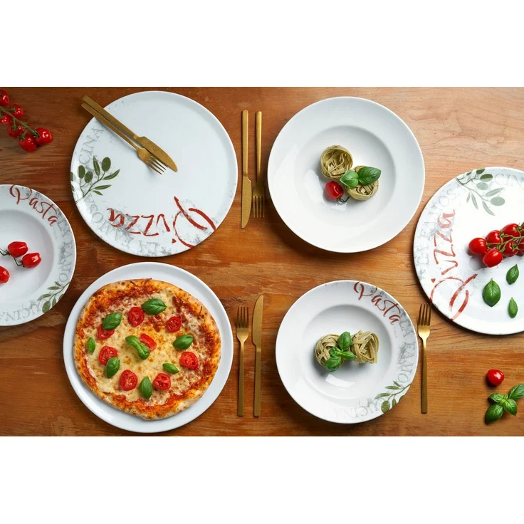 van Well Pastateller Teller-Set Famosa, mit PIZZA Schriftzug, 6er Set, Ø 27 cm, (6 St), Service, Geschirr-Set für 6 Personen – Bild 2