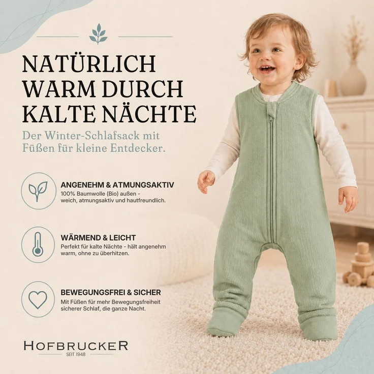 Hofbrucker Baby Winter Schlafsack mit Füßen MATTI – Bild 3