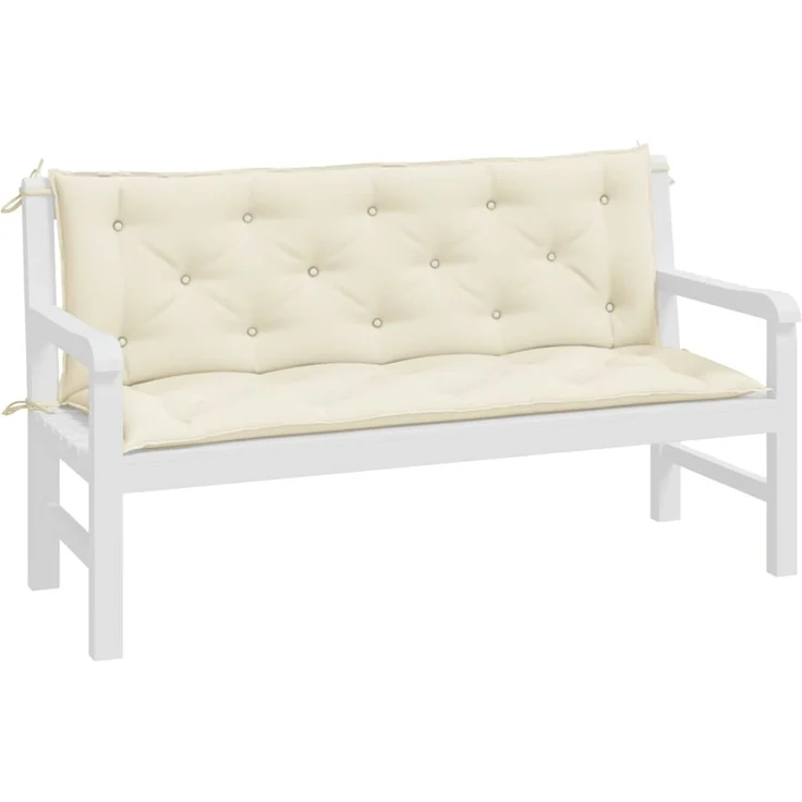 vidaXL Gartenbank-Auflagen 2 Stk. Cremeweiß 150x50x7 cm Oxford-Gewebe 361699 – Bild 4