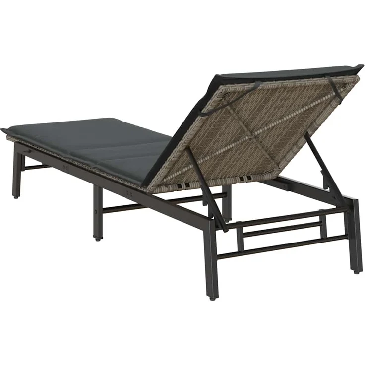 vidaXL Sonnenliege mit Auflage Grau Poly Rattan 4104081 – Bild 7