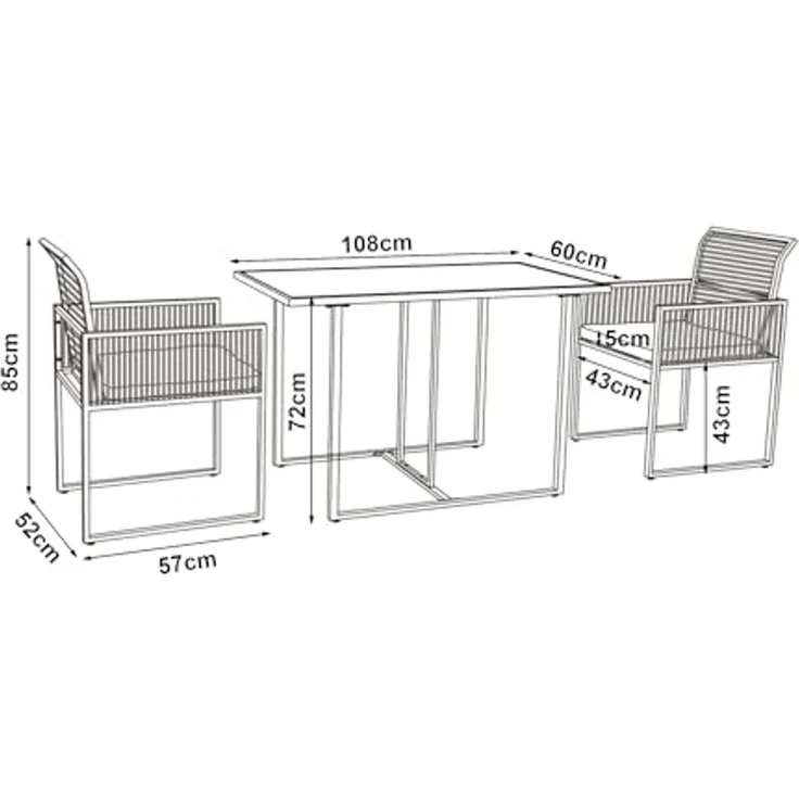 Gartenmöbelset Accadia 3-tlg. Schwarz/Braun [casa. pro] – Bild 3