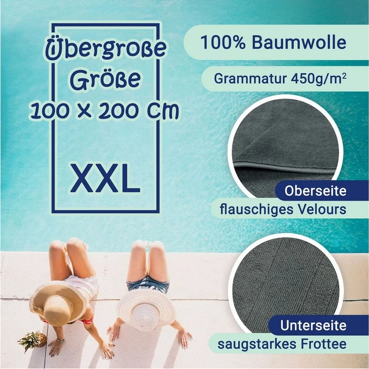 ZOLLNER Strandtuch, Mikrofaser (1-St), 100 x 200 cm, 100% Baumwolle – Bild 2