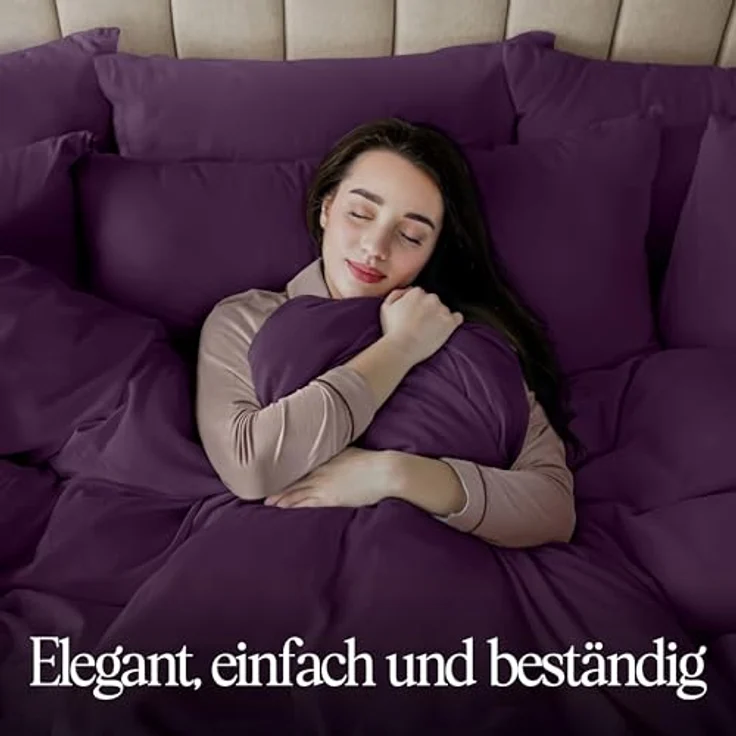 Utopia Bedding Bettwäsche 135x200 Set - Mikrofaser Bettbezug 135x200 cm + 1 Kissenbezug 80x80 cm - Lila – Bild 11