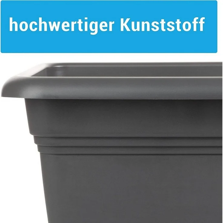 Centi Pflanzkübel Blumentopf Groß Außen, Pflanzkübel Gross eckig mit Untersetzer (Spar Set, 4 St, 40x40 cm), Blumenkübel Pflanztopf Blumentöpfe Made in Germany, Farbe: Anthrazit – Bild 2