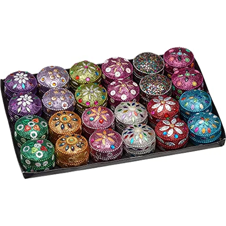 CEPEWA Aufbewahrungsbox Schmuckdose Orient 24er Set Ø4,5cm Schmuckkästchen Dose Box Glitzer – Bild 7
